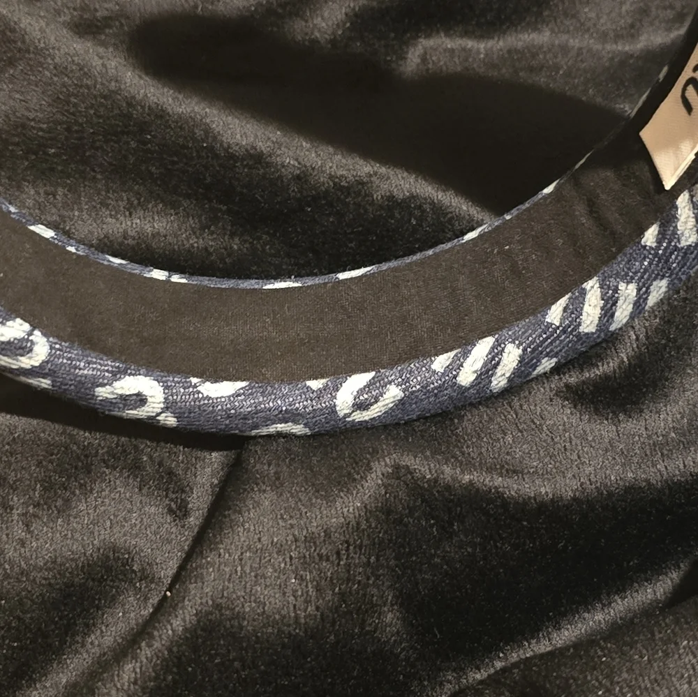 Miu Miu Navy and Silver Logo Headband